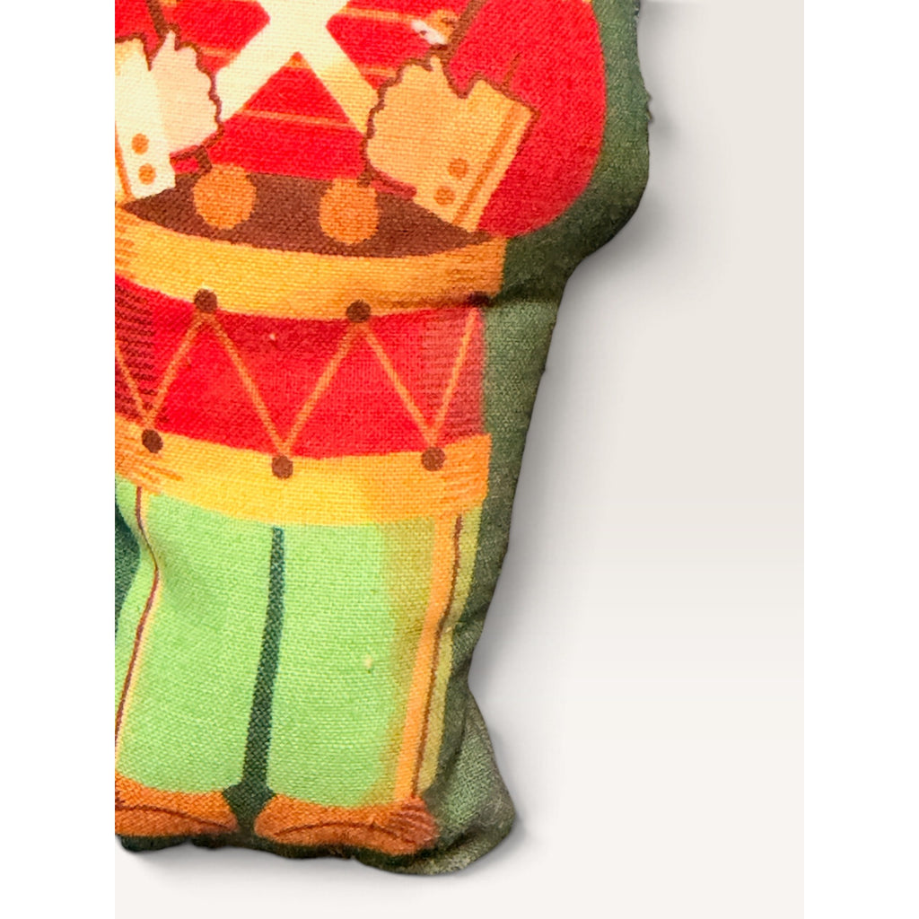 Vintage Fabric Toy Soldier Nutcracker Stuffed Christmas Ornament 1980s Handmade