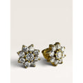 22K Gold CZ Flower Cluster Stud Earrings Threaded Screw Back Vintage
