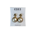 KOKO Pierced Earrings Gold Faux Pearl Drop 1990s Vintage