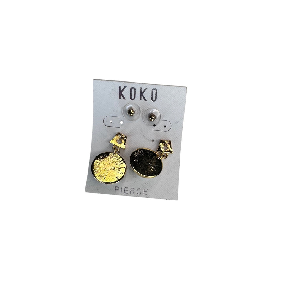 KOKO Pierced Earrings Gold Faux Pearl Drop 1990s Vintage