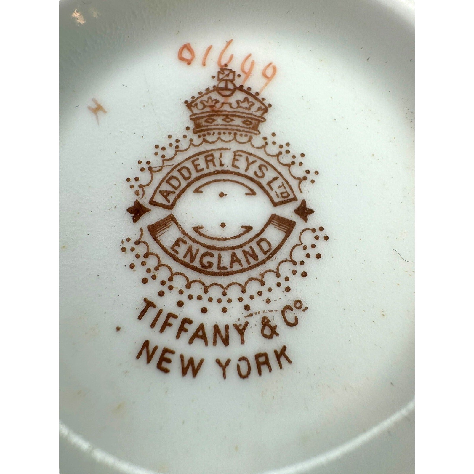 Tiffany & Co Adderleys England Bone China Bullion Cup Saucer Roses Gold Trim