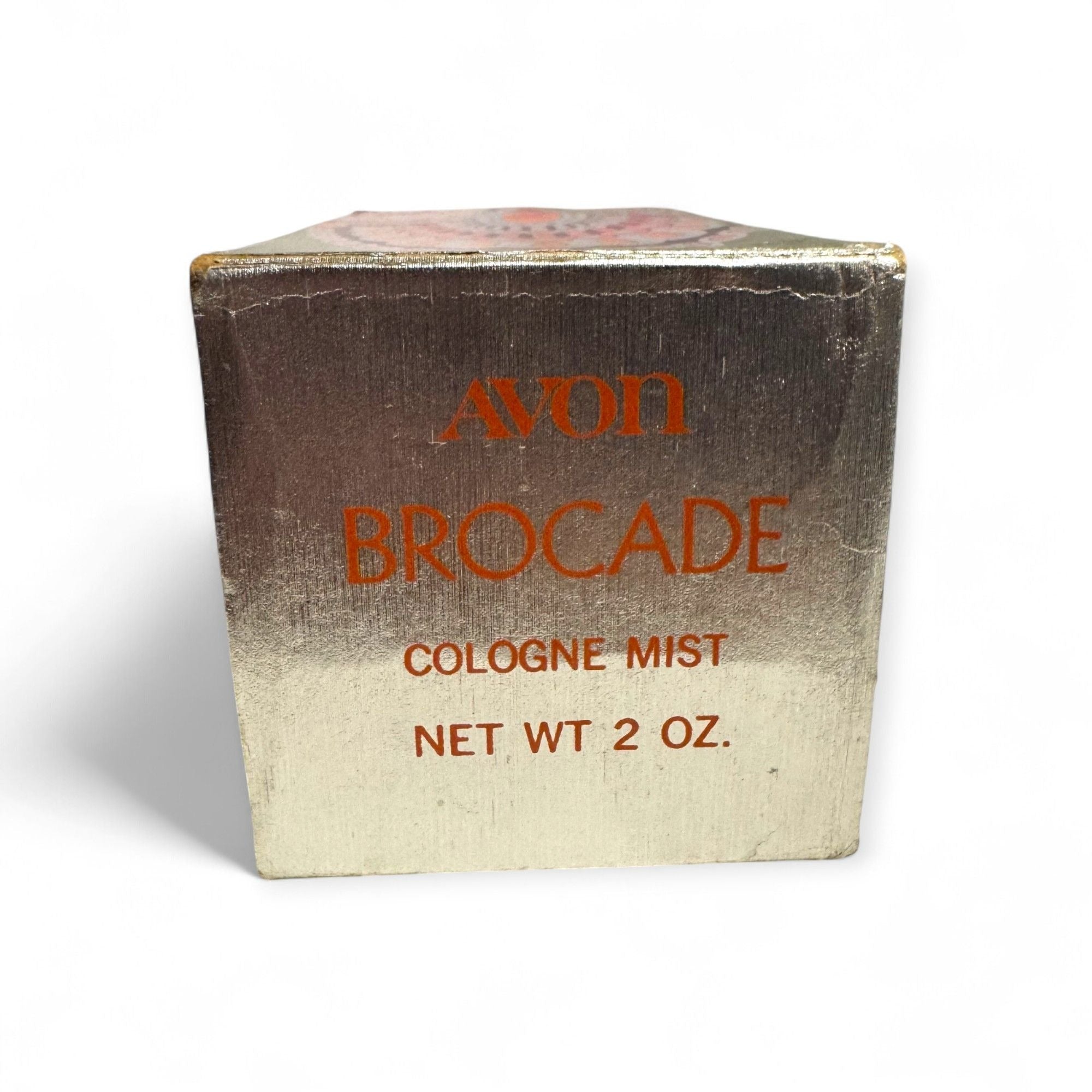 Avon Brocade Cologne Mist 2 Oz Silver Ornate Glass Bottle Original Box 80% Full