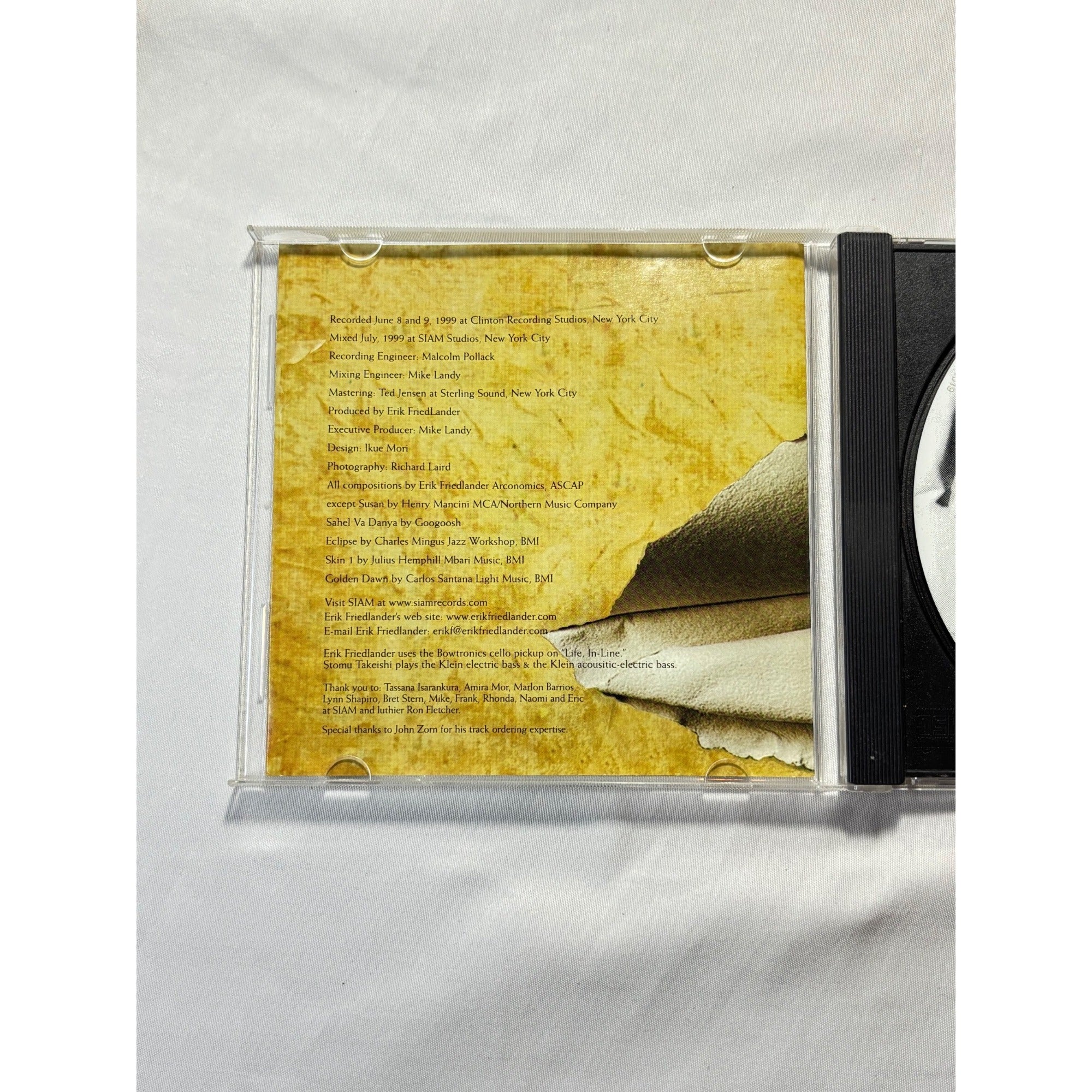 Erik Friedlander Skin CD 2000 Siam Records Avant-Garde Jazz Album 11 Tracks