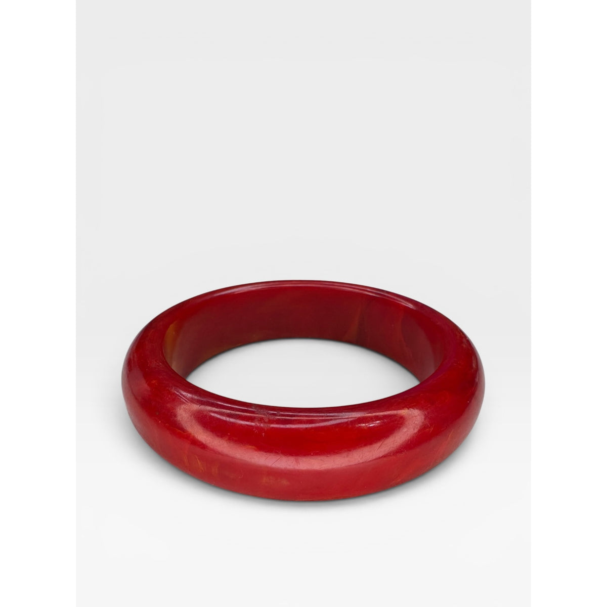 Red Bakelite Bangle Bracelet Marbled Cherry Juice Tested 8"