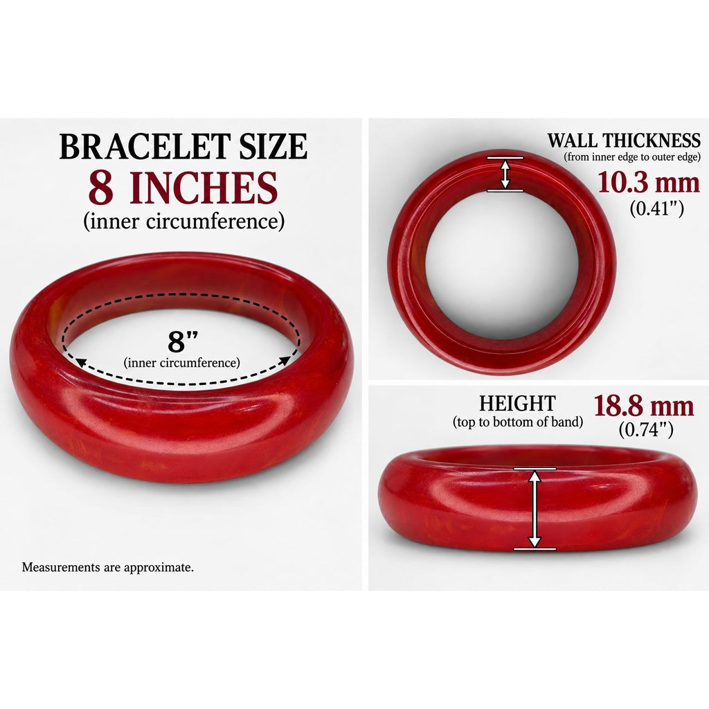 Red Bakelite Bangle Bracelet Marbled Cherry Juice Tested 8"