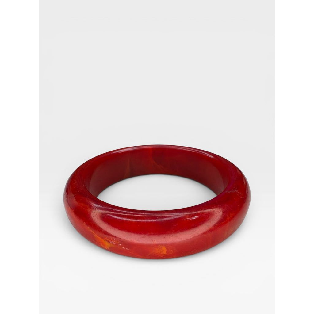 Red Bakelite Bangle Bracelet Marbled Cherry Juice Tested 8"