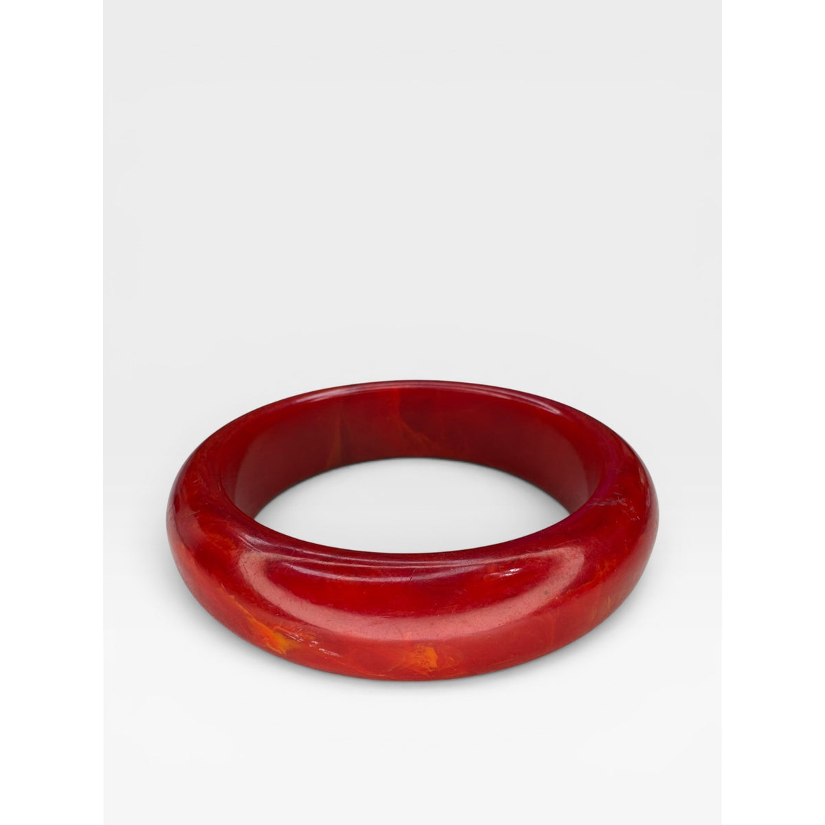 Red Bakelite Bangle Bracelet Marbled Cherry Juice Tested 8"