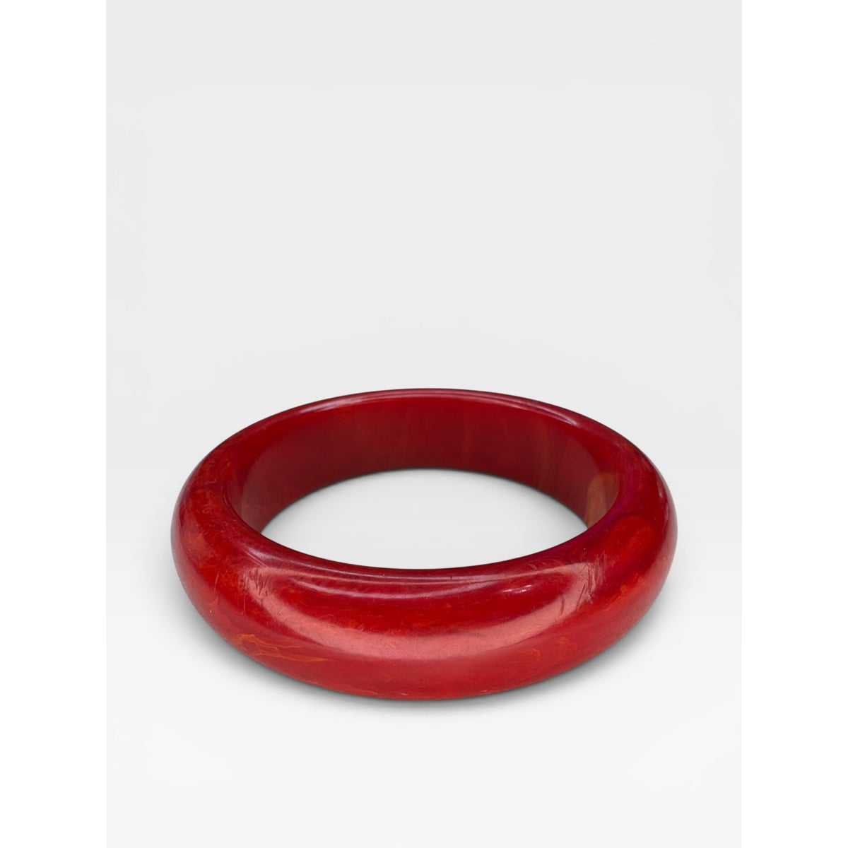 Red Bakelite Bangle Bracelet Marbled Cherry Juice Tested 8"