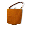 Vintage 1950s Melbourne Bags Camel Brown Suede Handbag Handle