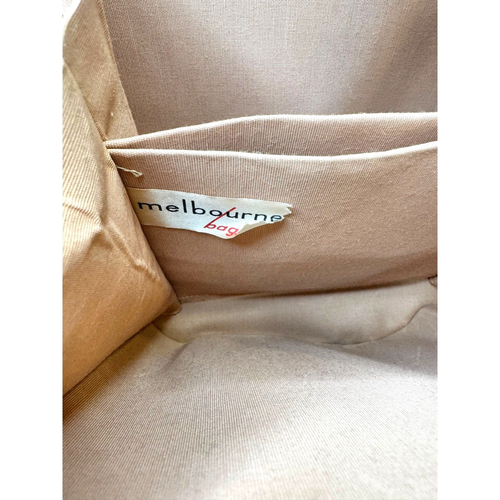 Vintage 1950s Melbourne Bags Camel Brown Suede Handbag Handle