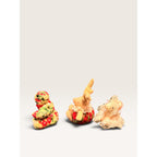 Fabric Plush Christmas Ornaments Teddy Bear Reindeer Set of 3 Vintage