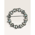 Marlana Clear Crystal Baguette Round Chaton Wreath Circle Brooch Vintage 1950s