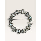 Marlana Clear Crystal Baguette Round Chaton Wreath Circle Brooch Vintage 1950s