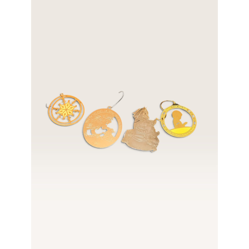 Lillian Vernon Gold Tone Metal Christmas Ornaments Set of 4 80s