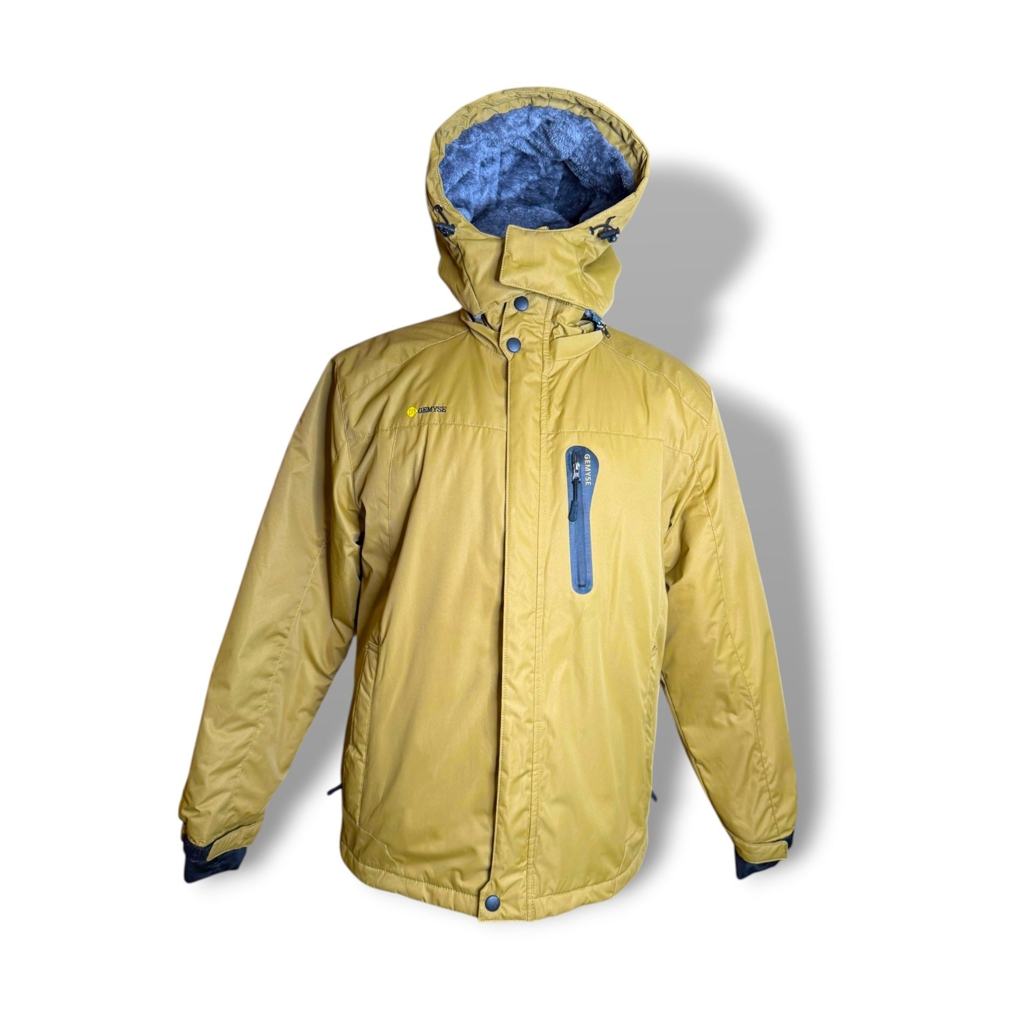 GEMYSE Men’s Waterproof Insulated Winter Ski Jacket Size M Olive‑Brown