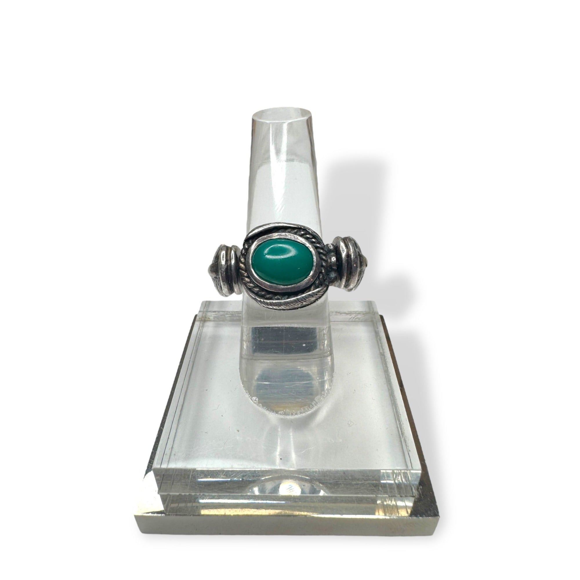 Vintage Sterling Silver Green Tourmaline Reversible Spinning Ring Handcrafted