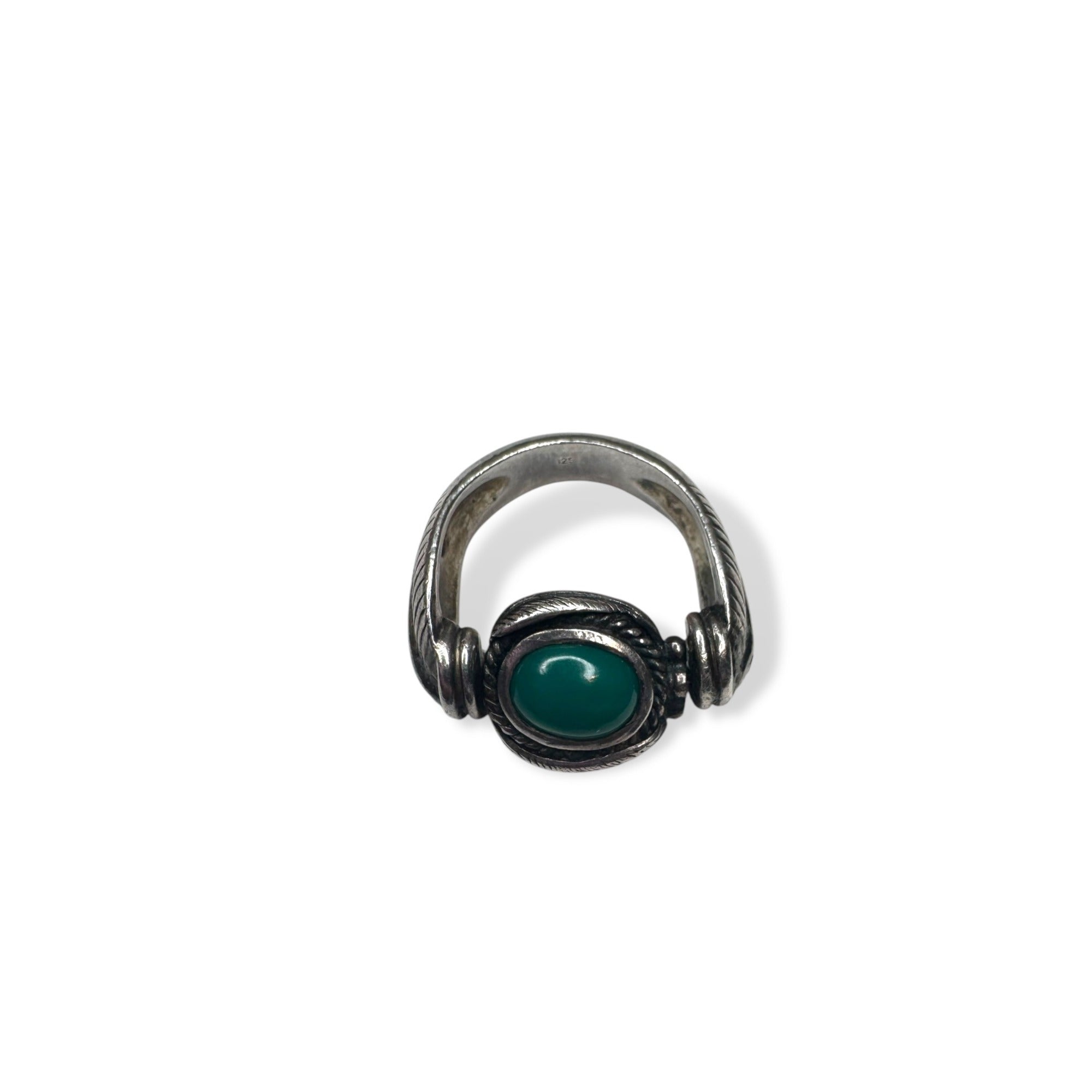 Vintage Sterling Silver Green Tourmaline Reversible Spinning Ring Handcrafted