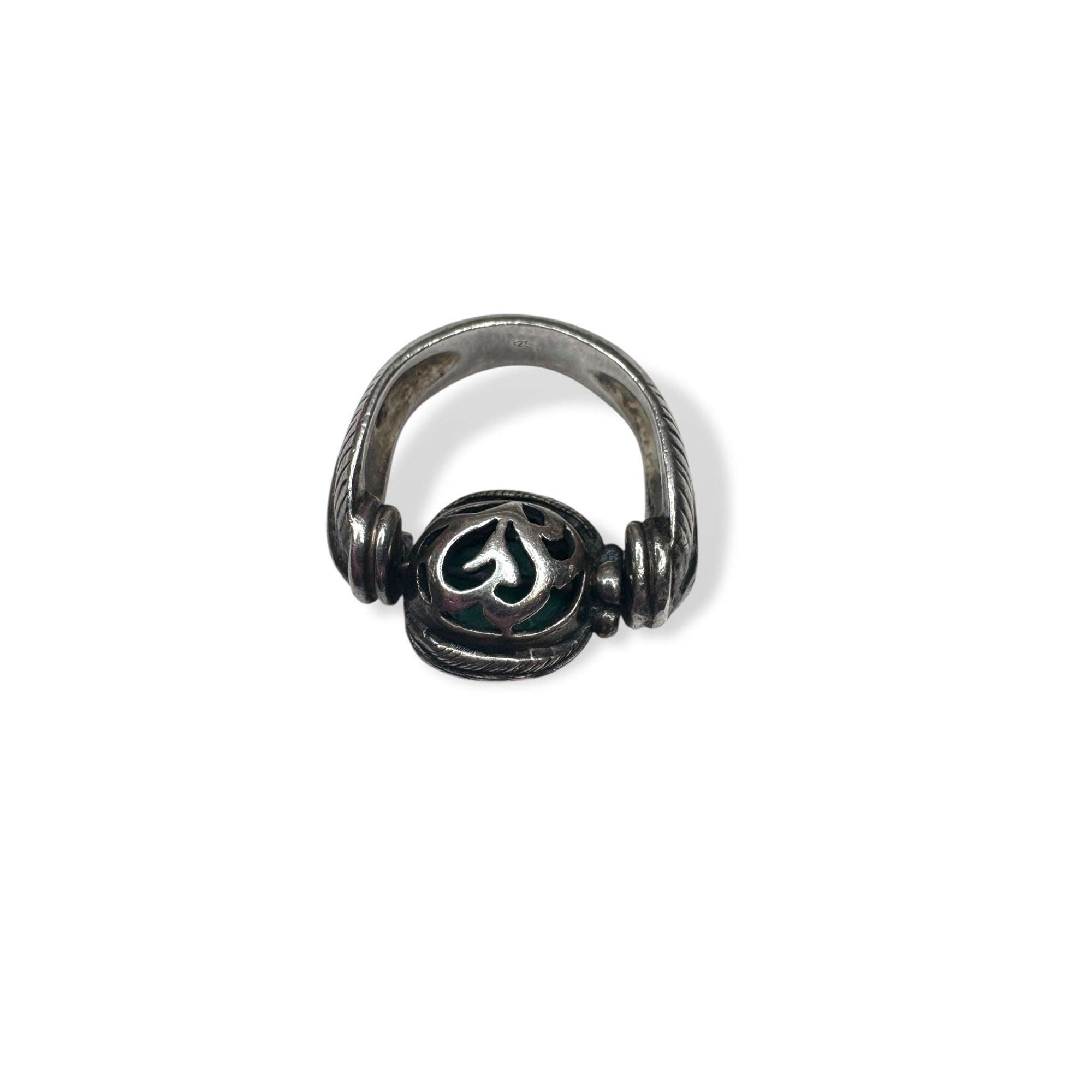 Vintage Sterling Silver Green Tourmaline Reversible Spinning Ring Handcrafted