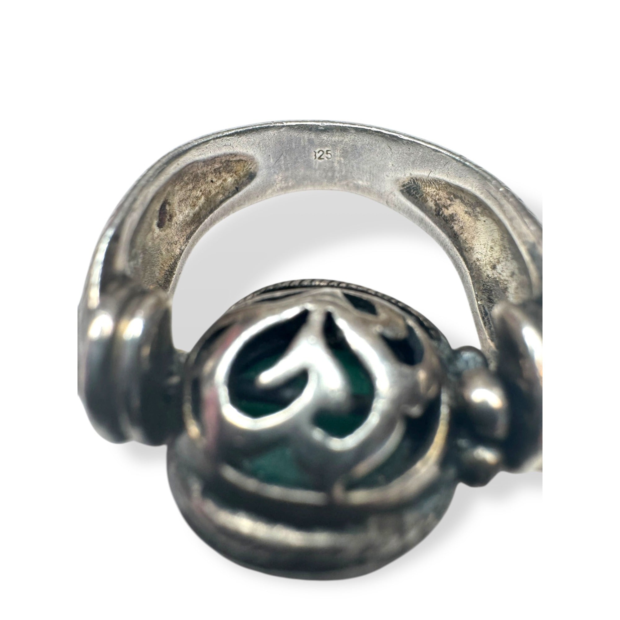 Vintage Sterling Silver Green Tourmaline Reversible Spinning Ring Handcrafted