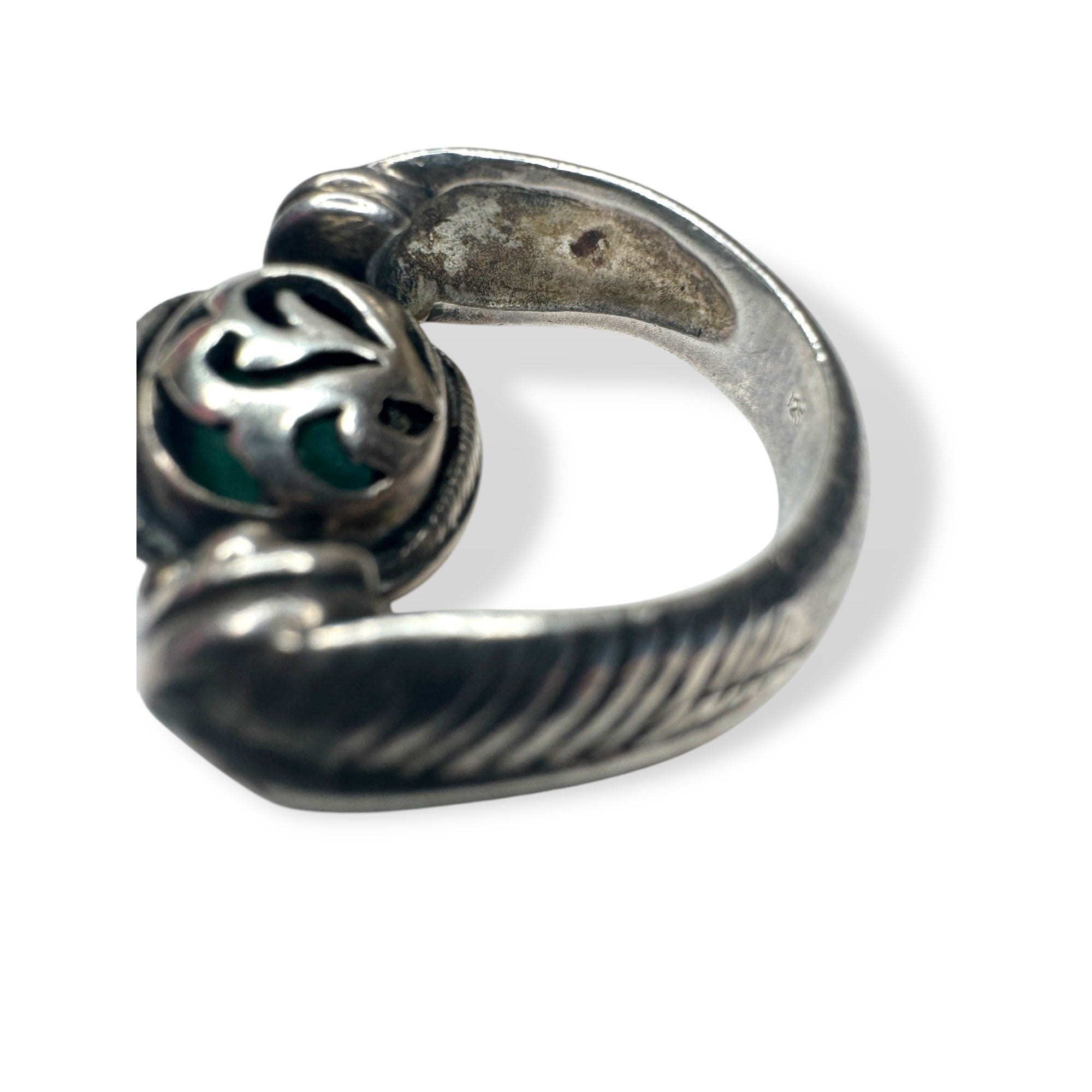 Vintage Sterling Silver Green Tourmaline Reversible Spinning Ring Handcrafted
