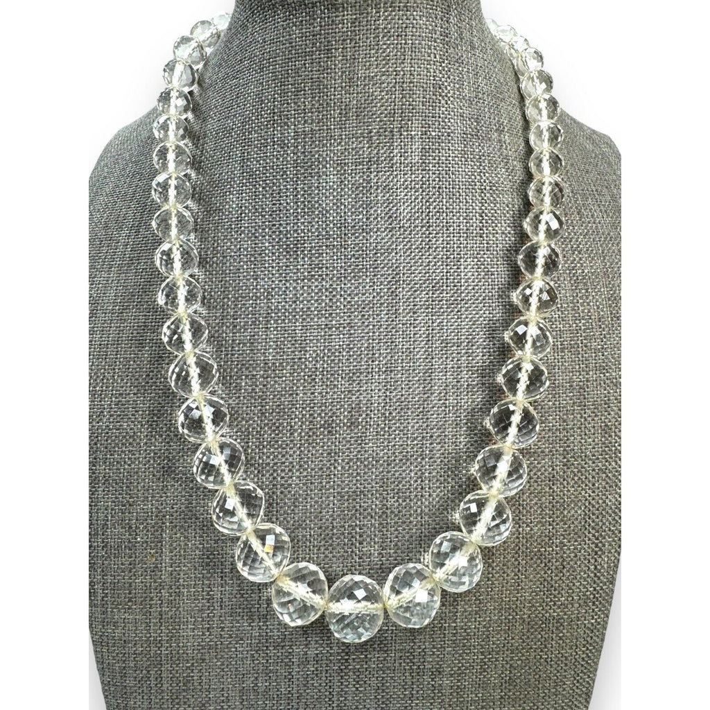 Art Deco Faceted Crystal Box Clasp Necklace 17.5”
