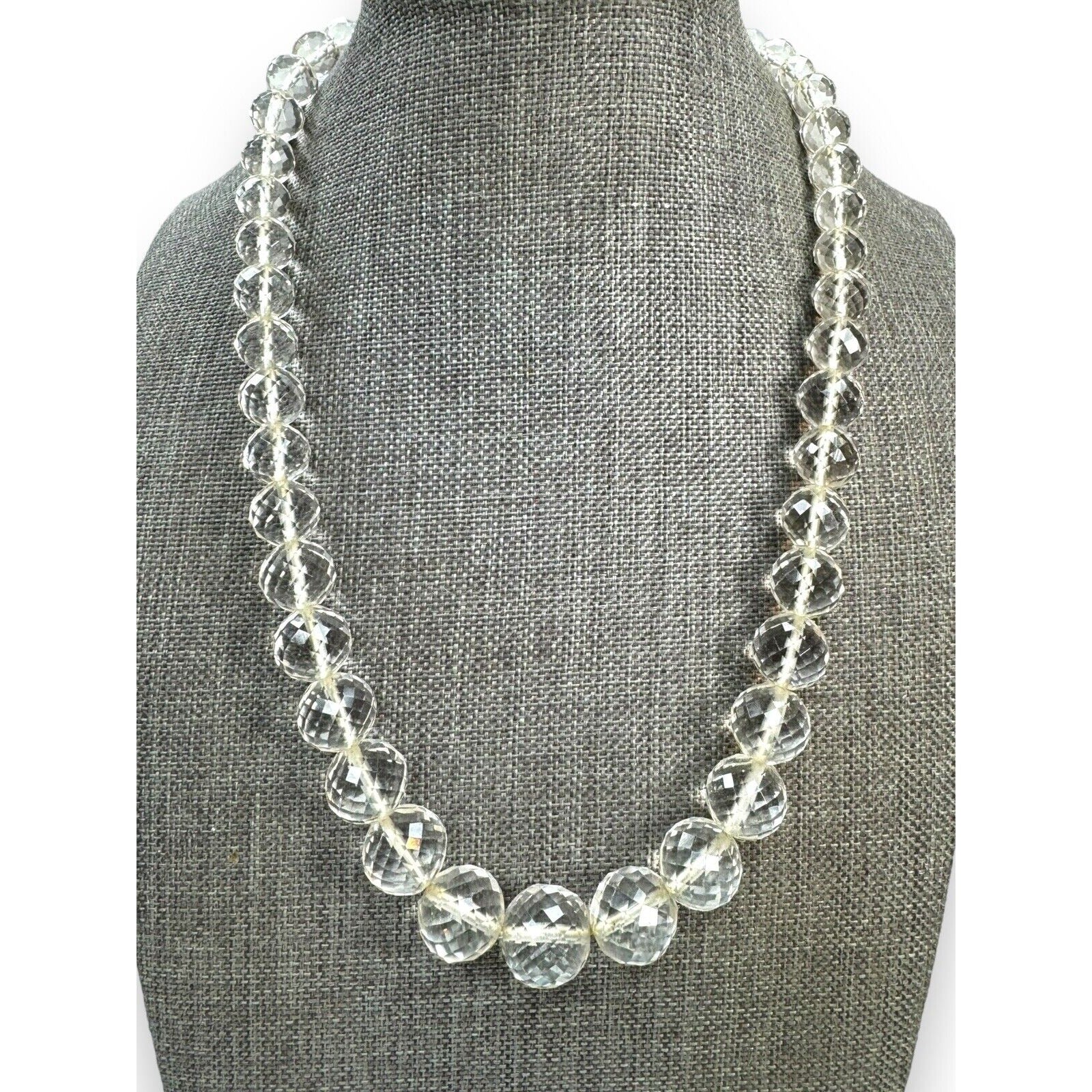 Art Deco Faceted Crystal Box Clasp Necklace 17.5”
