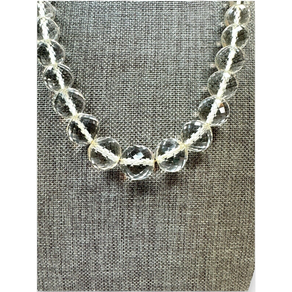 Art Deco Faceted Crystal Box Clasp Necklace 17.5”