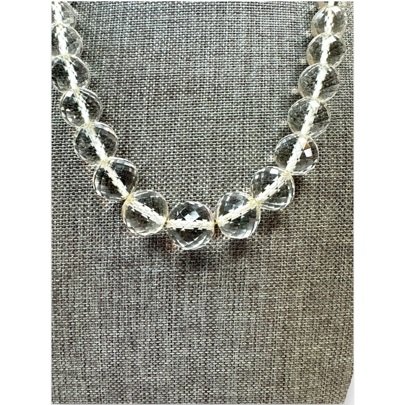 Art Deco Faceted Crystal Box Clasp Necklace 17.5”