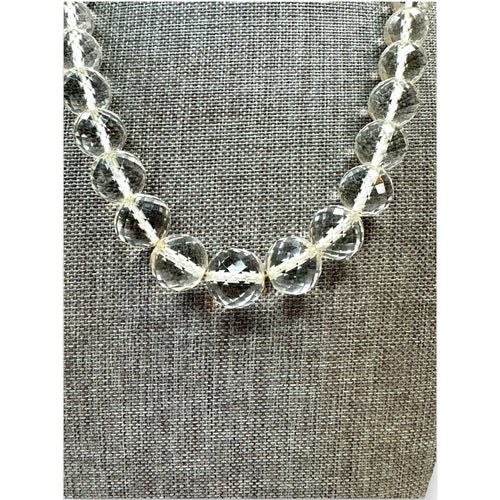Art Deco Faceted Crystal Box Clasp Necklace 17.5”