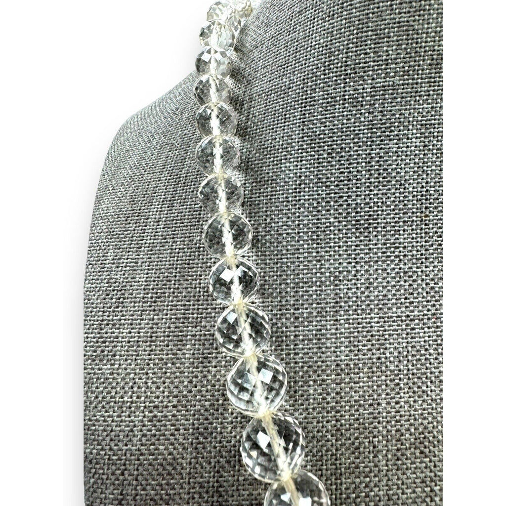 Art Deco Faceted Crystal Box Clasp Necklace 17.5”