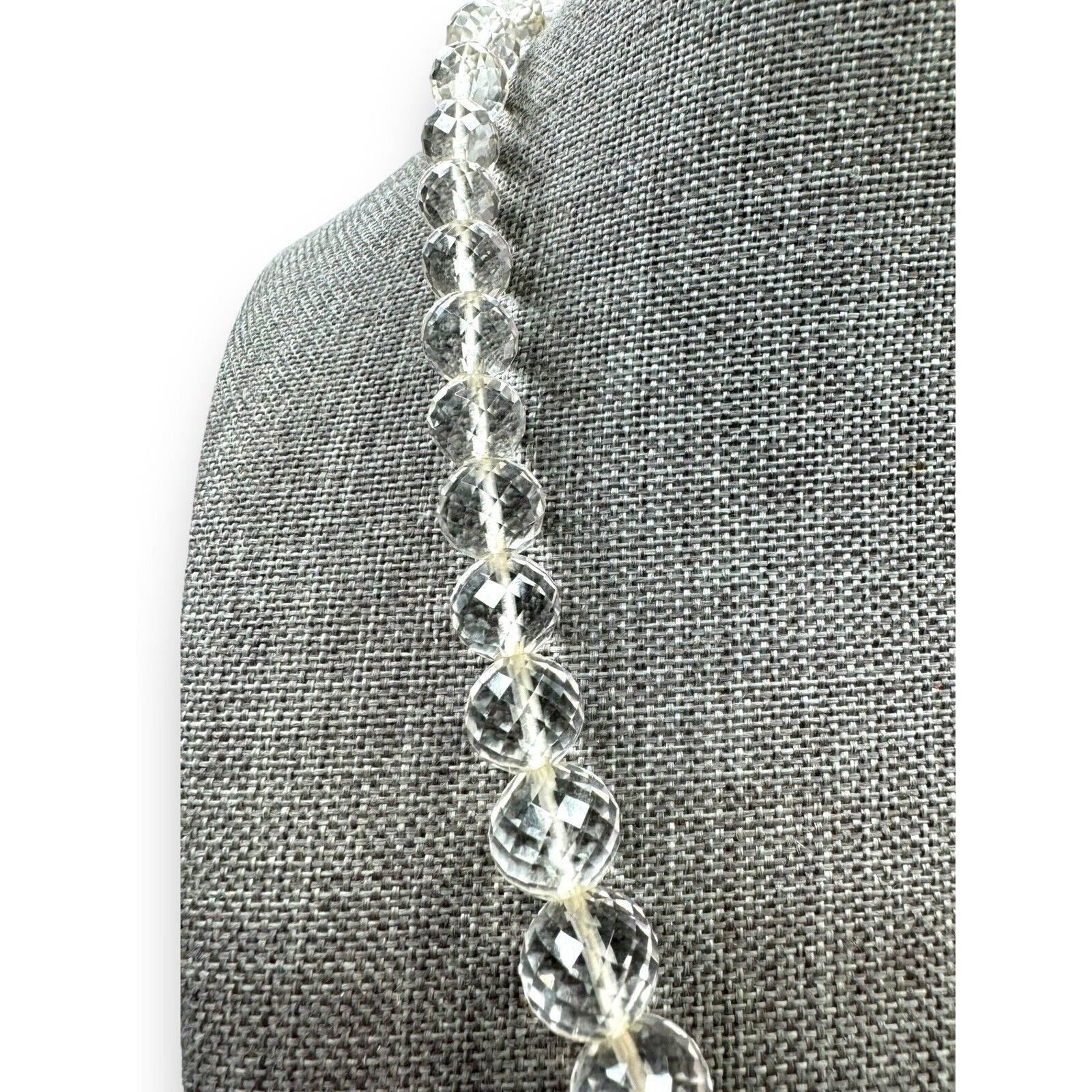Art Deco Faceted Crystal Box Clasp Necklace 17.5”
