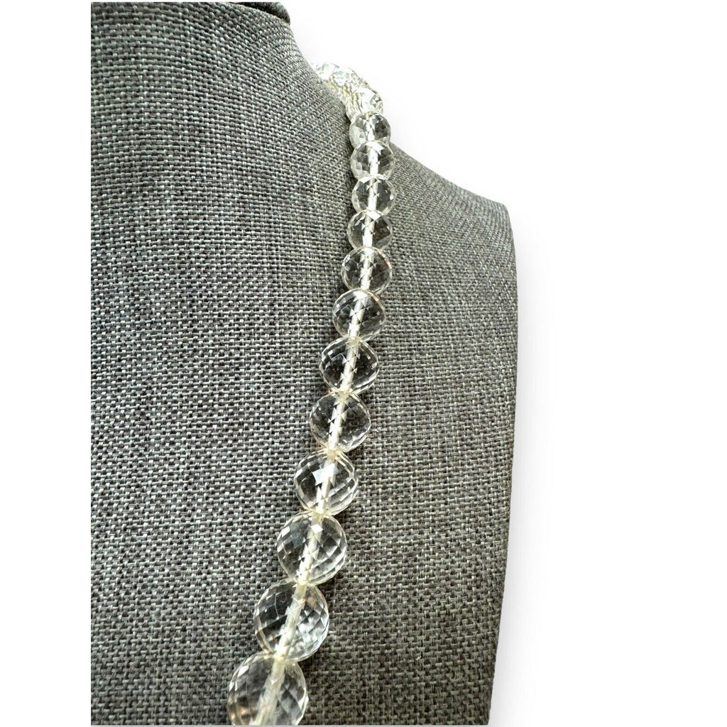 Art Deco Faceted Crystal Box Clasp Necklace 17.5”