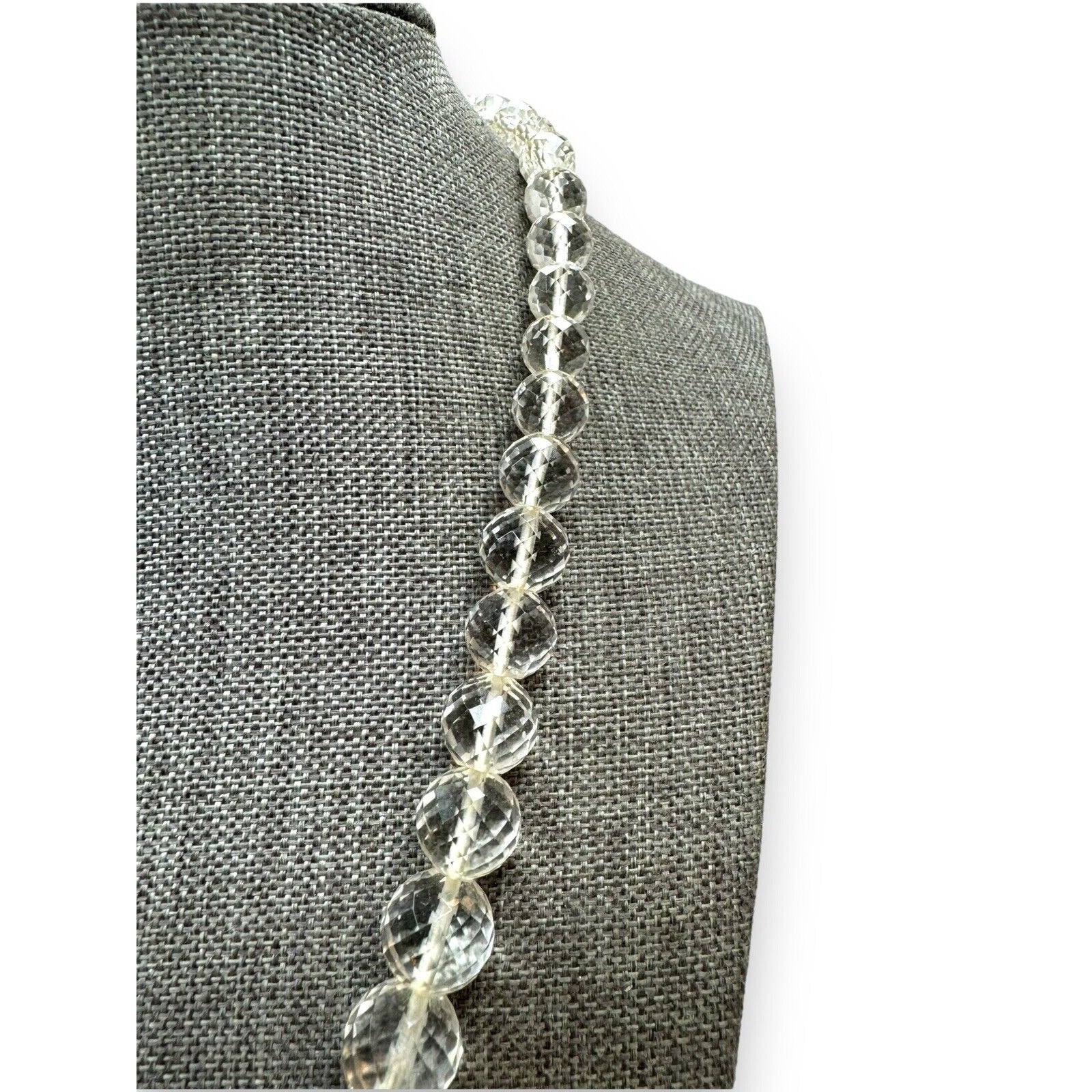 Art Deco Faceted Crystal Box Clasp Necklace 17.5”