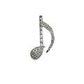 Unsigned Crystal Musical Note Brooch Silver Tone Rhinestone Treble 1950s Vintage