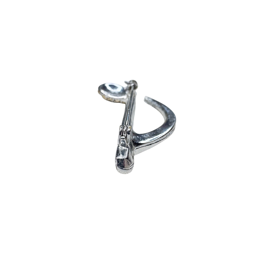 Unsigned Crystal Musical Note Brooch Silver Tone Rhinestone Treble 1950s Vintage
