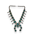 Old Pawn Navajo Sterling Turquoise Squash Blossom Necklace 26" 185g Vintage