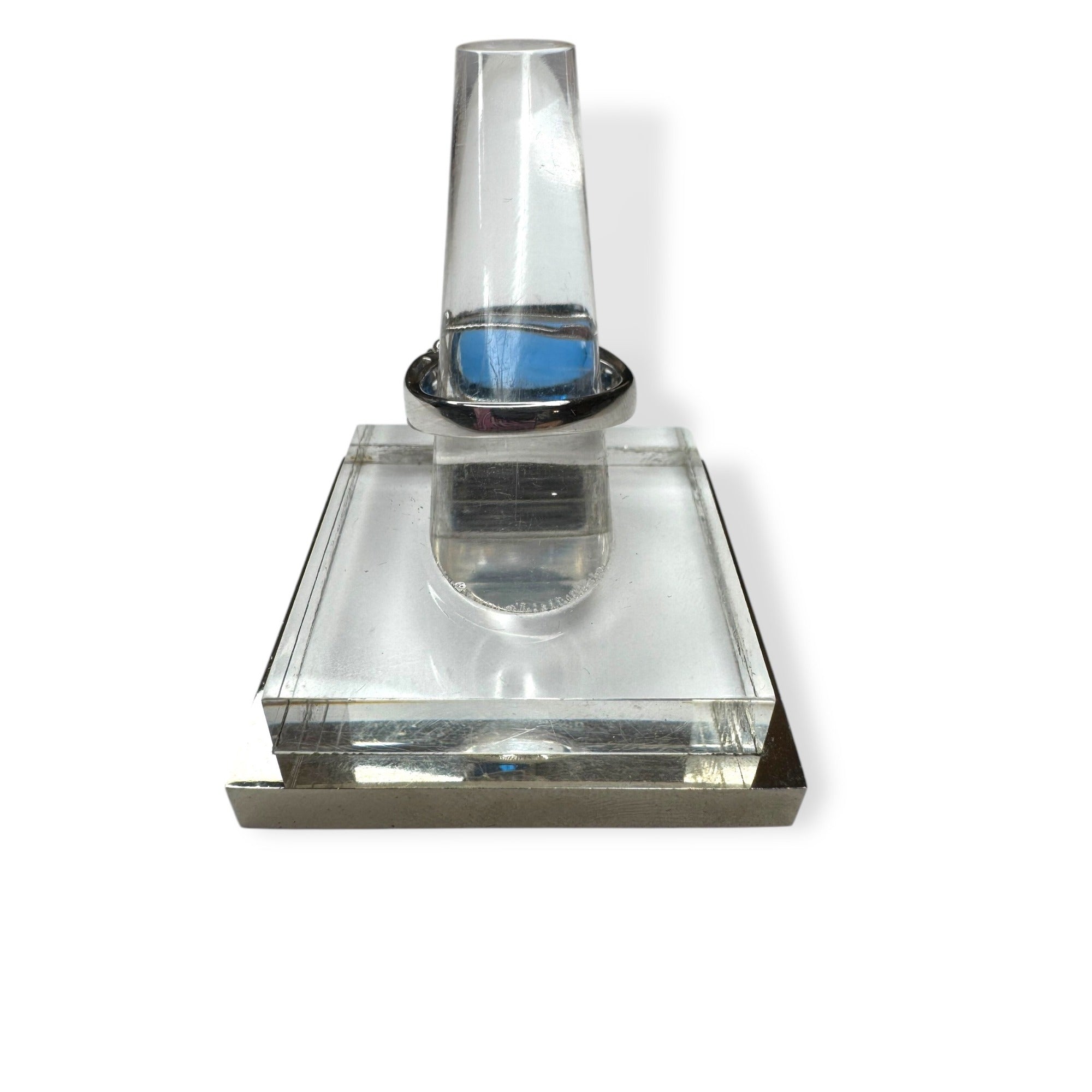 DK Sterling Silver Ring Swiss Blue Topaz White Spinel Size 9