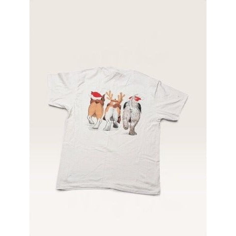 Hanes Men's L Shirt White Dogs Santa Hats Graphic Single Stitch 1995 VIntage