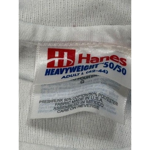 Hanes Men's L Shirt White Dogs Santa Hats Graphic Single Stitch 1995 VIntage