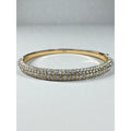 DKNY Donna Karan Crystal Pave Bangle Bracelet Gold Tone Minimalist 2010s