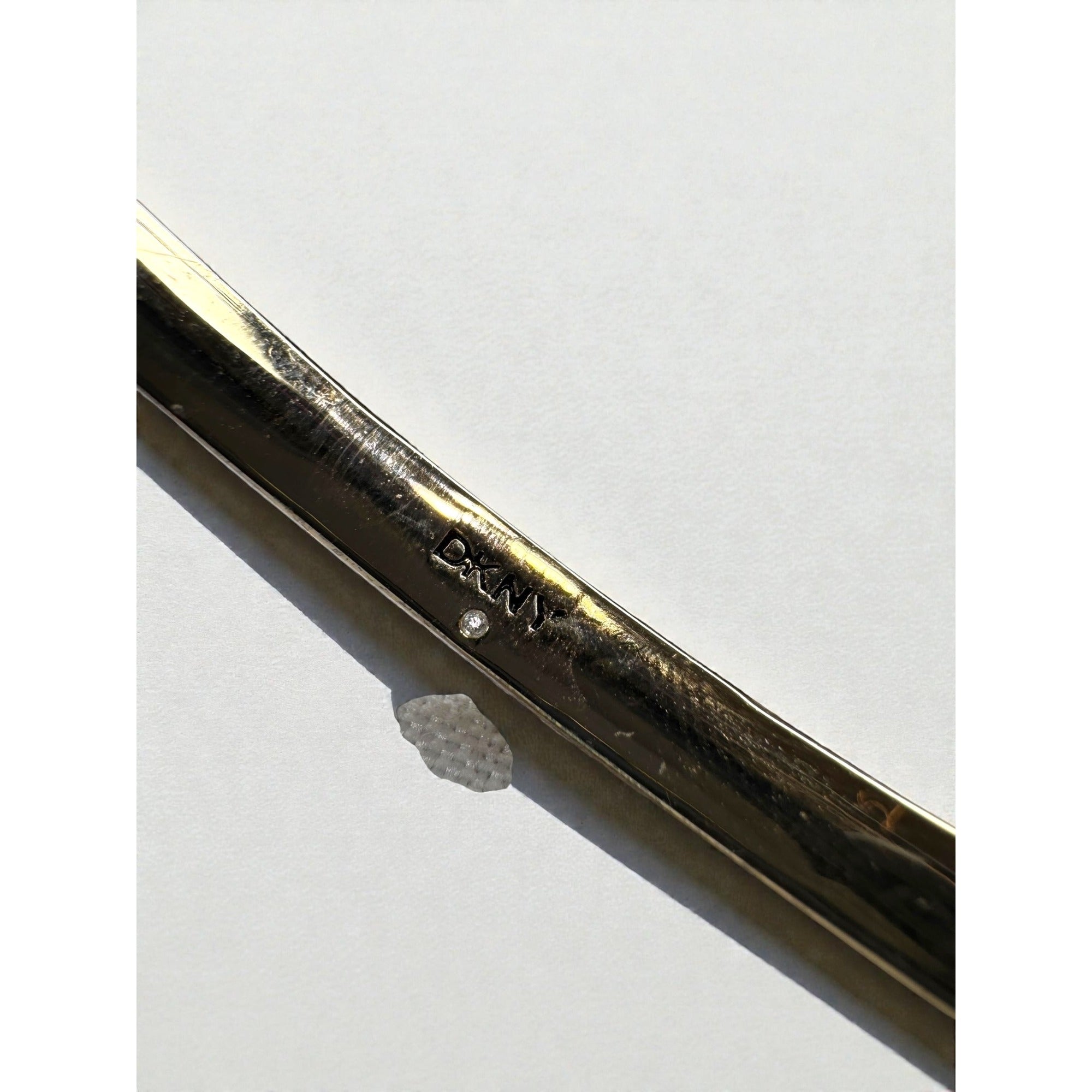DKNY Donna Karan Crystal Pave Bangle Bracelet Gold Tone Minimalist 2010s