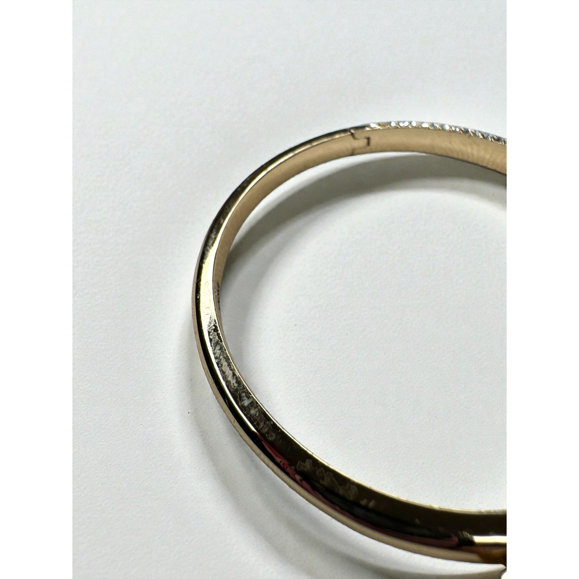 DKNY Donna Karan Crystal Pave Bangle Bracelet Gold Tone Minimalist 2010s