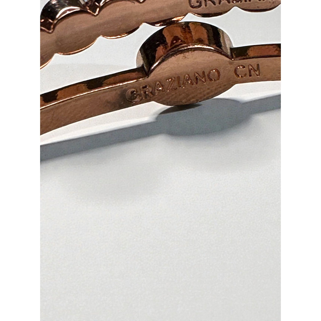 Graziano CN Rose Gold Tone Crystal Bangle Bracelet Set 2000s