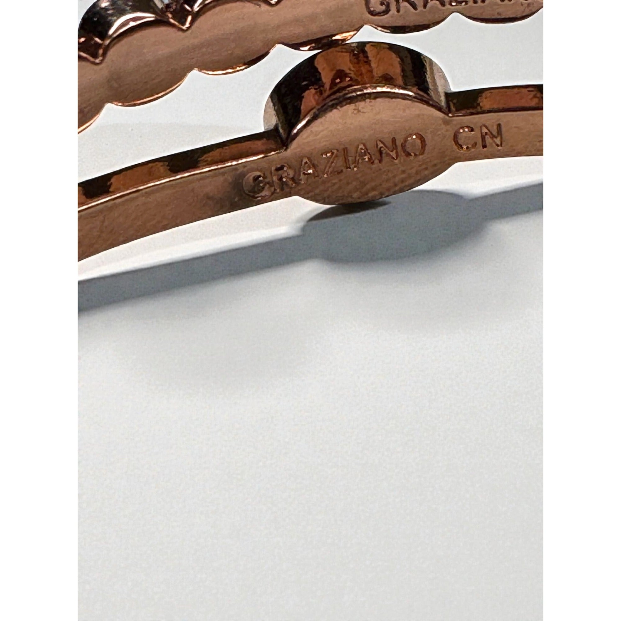 Graziano CN Rose Gold Tone Crystal Bangle Bracelet Set 2000s