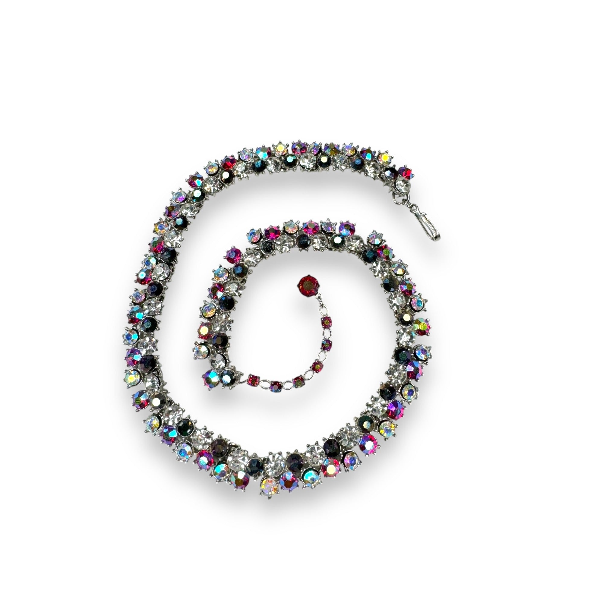 Trifari Choker Necklace Multi-Color Crystals Hook Closure 13"-15" Vintage