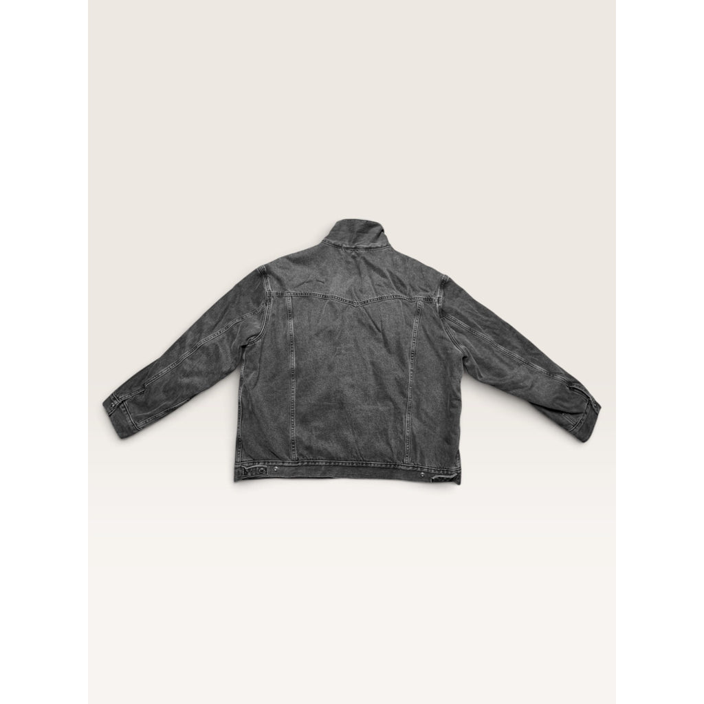 Levi's Mens Large SilverTab Faded Black Denim Sherpa Lined Trucker Jacket 90s
