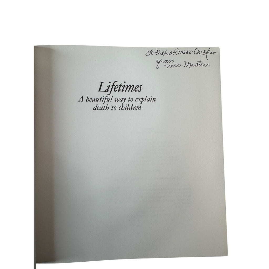 Lifetimes Bryan Mellonie 1983 Children’s Book Death Grief Paperback