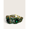 1950sGreen Heart Cut AB Crystal Rhinestone Gold Tone Bracelet 6.75" Vintage