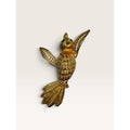 JJ Jonette Jewelry Gold Tone Filigree Wing Hummingbird Green Eye Brooch 2.08"