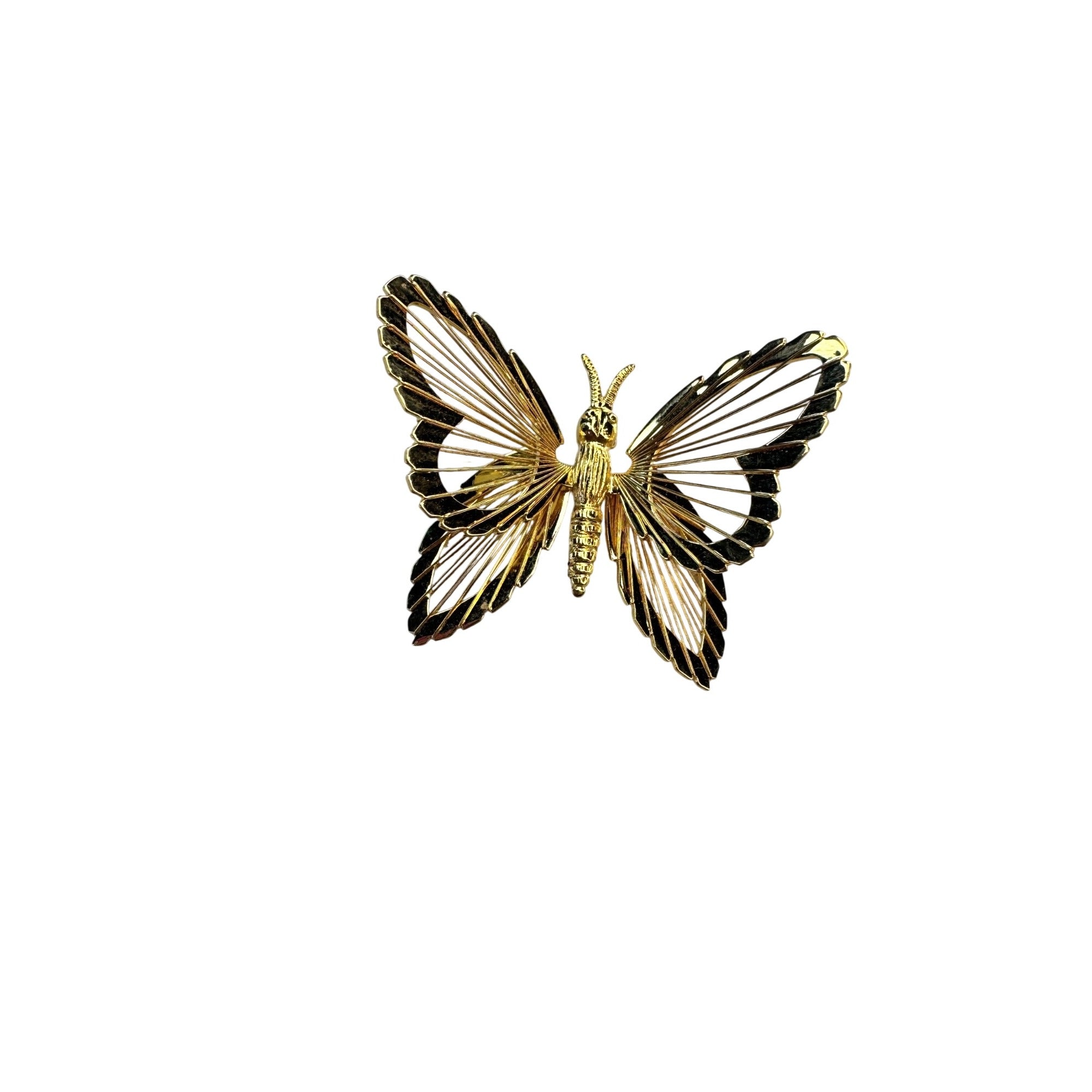 Monet Butterfly Brooch Gold Tone Openwork Figural 1.83 Inch Vintage